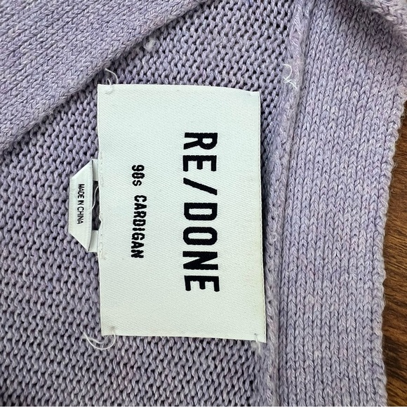 Re/Done 90s Cardigan Sweater In Heather Lilac Wool Blend Oversized Size XS $350 - Picture 7 of 8